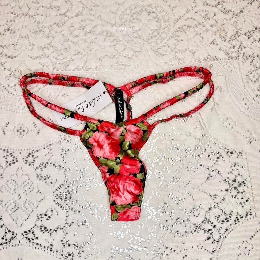 For Love & Lemons Floral Strappy Thong – Size S NWT